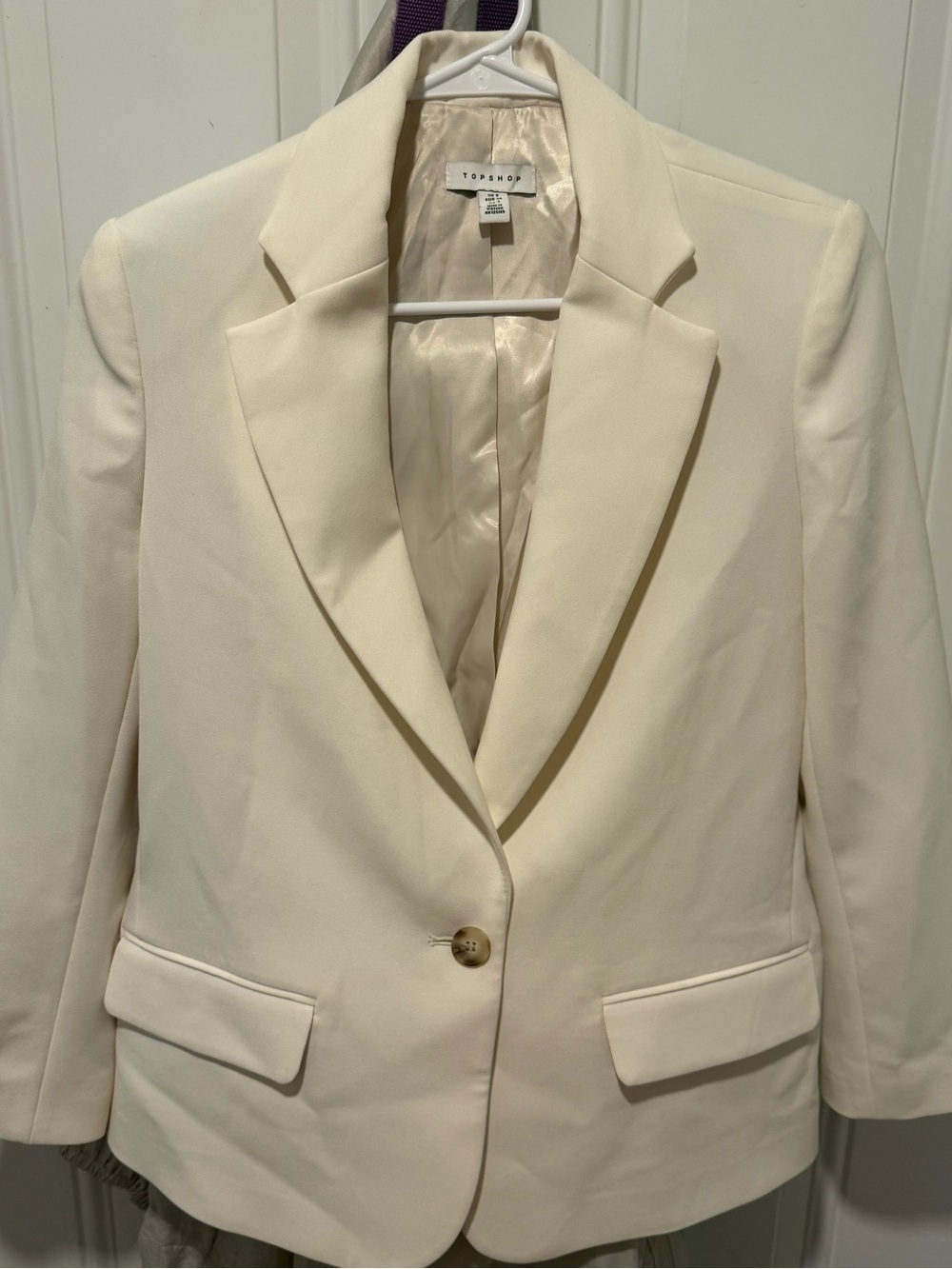 Topshop Off-White Single-Button Blazer